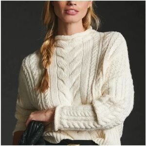 Pilcro Cream Cable Knit Sweater